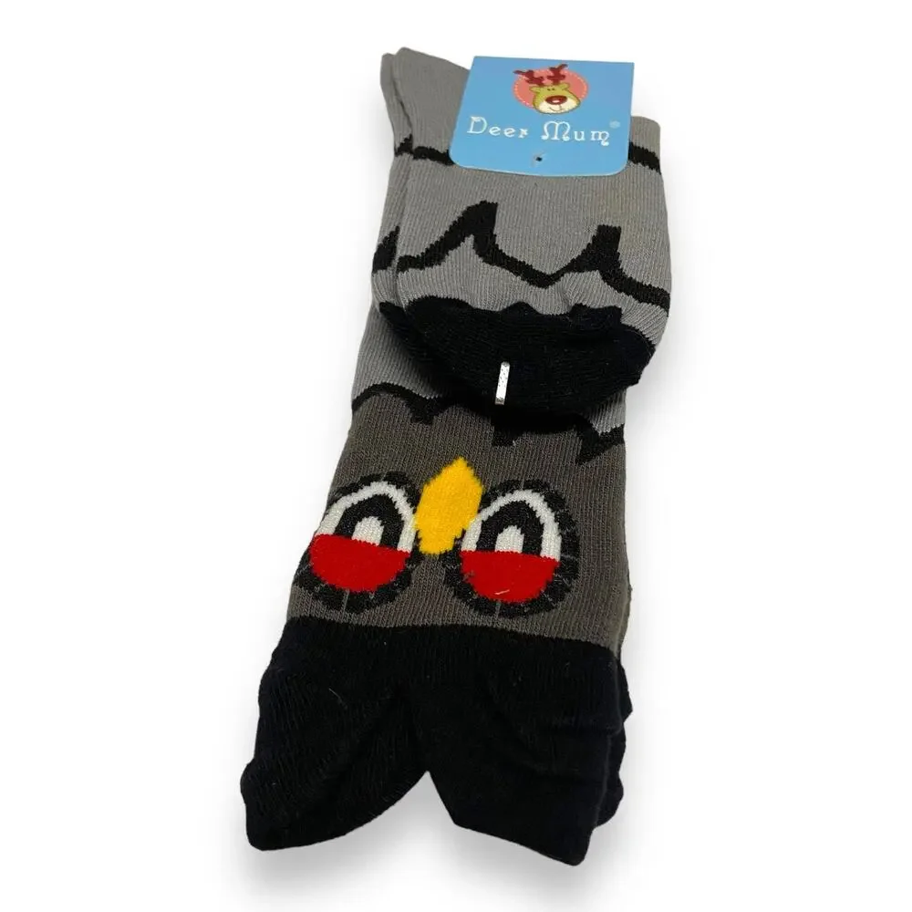 Deer Mum Kids Novelty Socks Gray‎ Black Red White Yellow Owls NEW